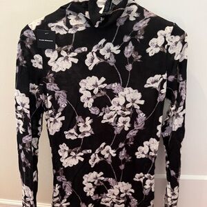 Ladies Club Monaco wool blend floral turtleneck sweater nwt